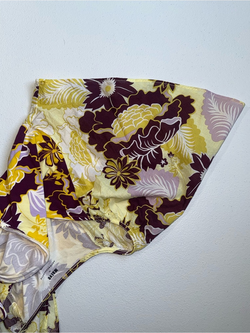 Anthropologie Maeve Cinched Flutter Sleeve Floral Top Yellow Purple Medium Boho - Picture 12 of 13